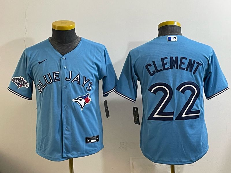 Youth 2025 Nike Toronto Blue Jays #22 Clement Light Blue Game MLB Jersey 04->youth mlb jersey->Youth Jersey